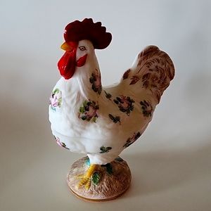 Vintage Westmoreland Charleston Hand Painted Rooster Covered Dish 1940s